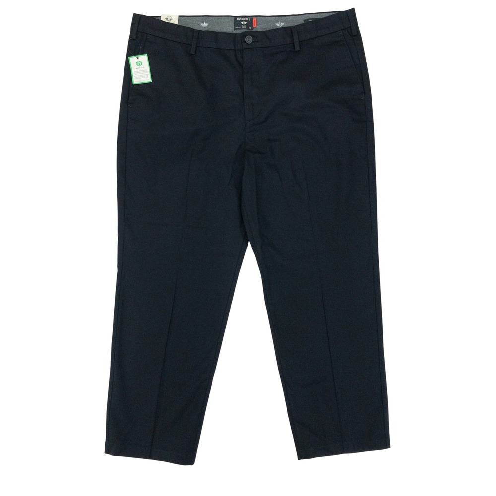 Dockers Khaki Pants Mens 40x30 Black Signature Iron Free Straight Fit Stretch